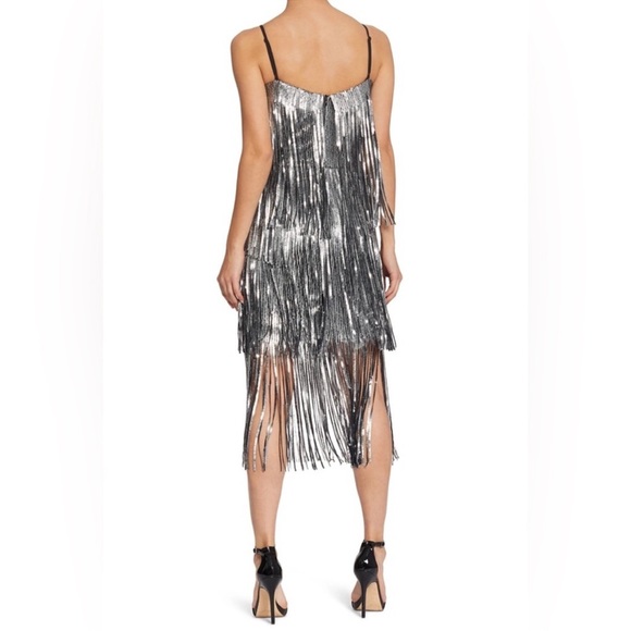 Dress The Population Roxy Silver Fringe Dress Size XS - Picture 2 of 5
